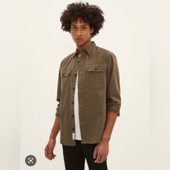 Frank & Oak “Ripstop” utility shirt in khaki green - Picture 1 of 4